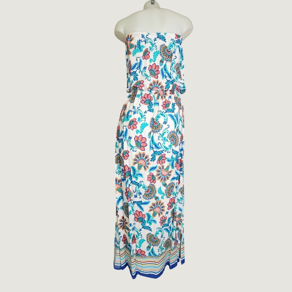 Women's Tommy Bahama Fira Bandeau Maxi Dress Sz XS Floral Paisley Strapless Boho - Picture 9 of 11